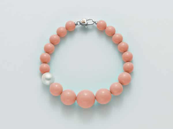 Bracciale con corallo rosa e perla Miluna PBR2392V