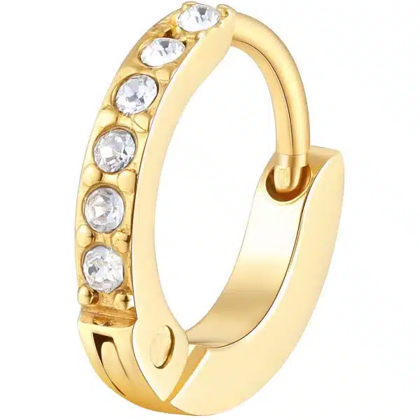 Brosway Orecchino Singolo Donna, Orecchino a Cerchio in Acciaio e Cristalli con Simbolo Luna | Collezione CHAKRA - BHKE009