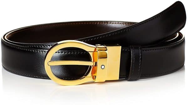 Cintura reversibile nero marrone con fibbia dorata Montblanc 38579