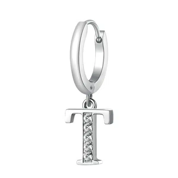 Orecchino Singolo Brosway Chakra – Cerchio In Acciaio Con Lettera V E Cristalli - 2