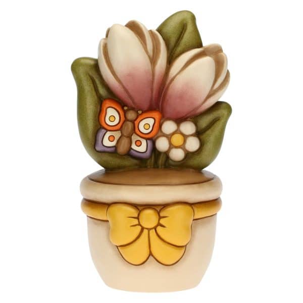Vasetto soprammobile con farfalla e fiori Thun C2862H90