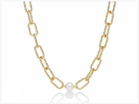 Collana con catena a maglia grande, in argento con perla Miluna PCL6070G