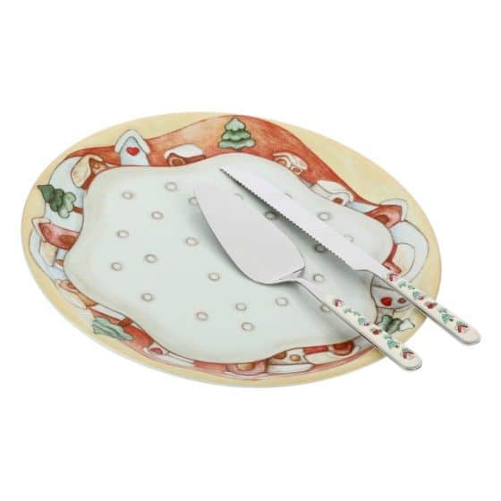 Set piatto, coltello e paletta per torta Regali d'inverno Thun P4620P00
