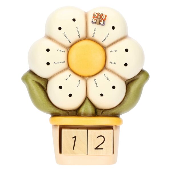 Calendario con margherita e farfalla Ella in ceramica Country Thun C3159H90