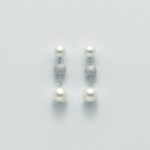 Orecchini con perle e sfere in oro bianco diamantate Miluna PER1960