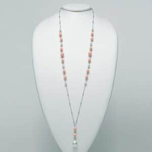 Collana in argento con perle e corallo rosa Miluna PCL5823