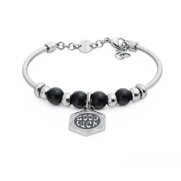 Brosway Bracciale Donna Tres Jolie In Acciaio 316L E Cristalli | Oro Rosa PVD, Ciondoli Love E Swarovski, Diametro 55 Mm | Gioiello Regalo