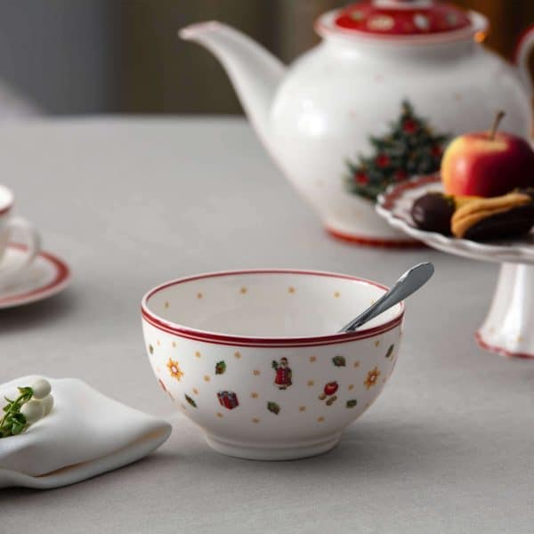 Spode Set Ciotola In Ceramica E Posate In Legno Di Acacia, Albero Di Natale, 25.4 Cm - 5