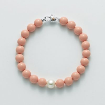 Bracciale con corallo rosa e perla Miluna PBR2085V